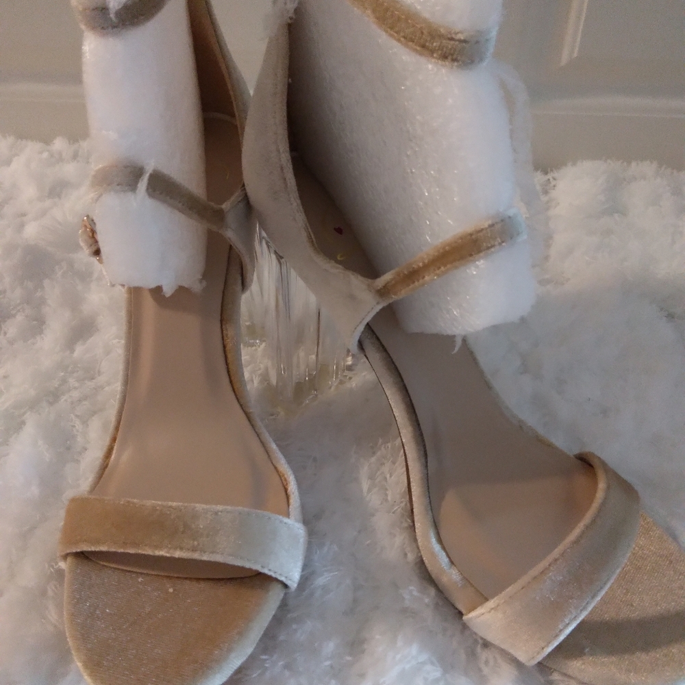 Women heels Beige clear block heel - Picture 7 of 8